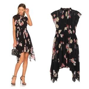 NEW Ulla Johnson Luisa Silk-Georgette Dress in Noir